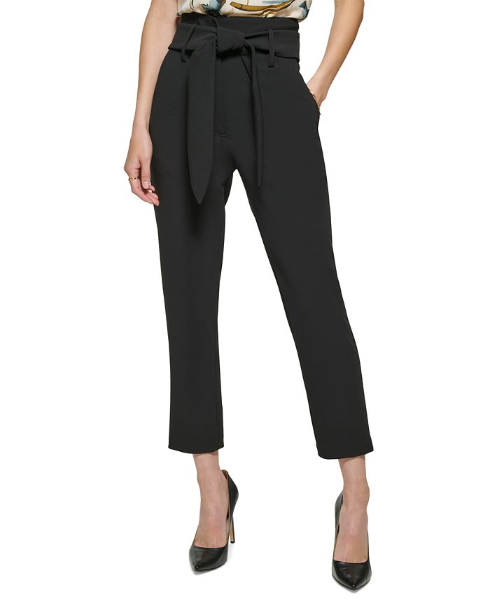 Women's Tie-Waist High-Rise Straight-Fit Pants