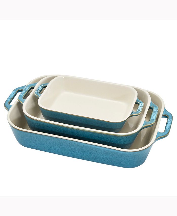 Ceramic 3 Piece Rectangular Baking Dish Set