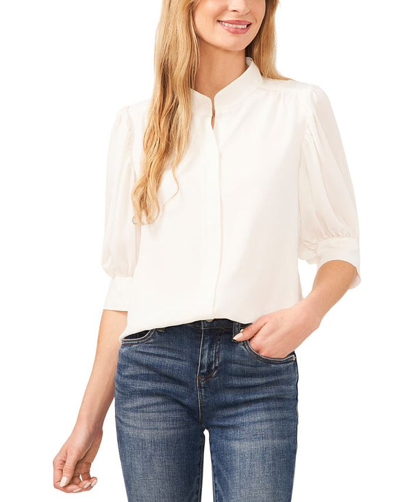 Women's 3/4-Sleeve Collared Button Down Blouse