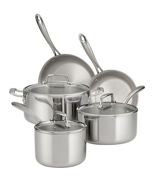 TriPly Clad Stainless Steel Glass Lid 8 Pc Cookware Set