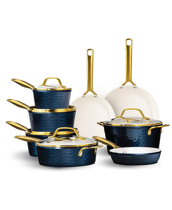 Pro Hammered Collection 13-Piece Ceramic Coating Nonstick Cookware Set