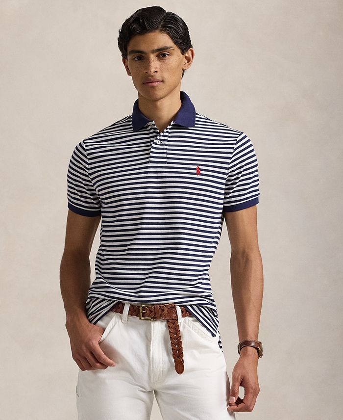 Men's Classic-Fit Striped Mesh Polo Shirt