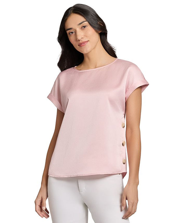 Women's Side-Button Short-Sleeve Top
