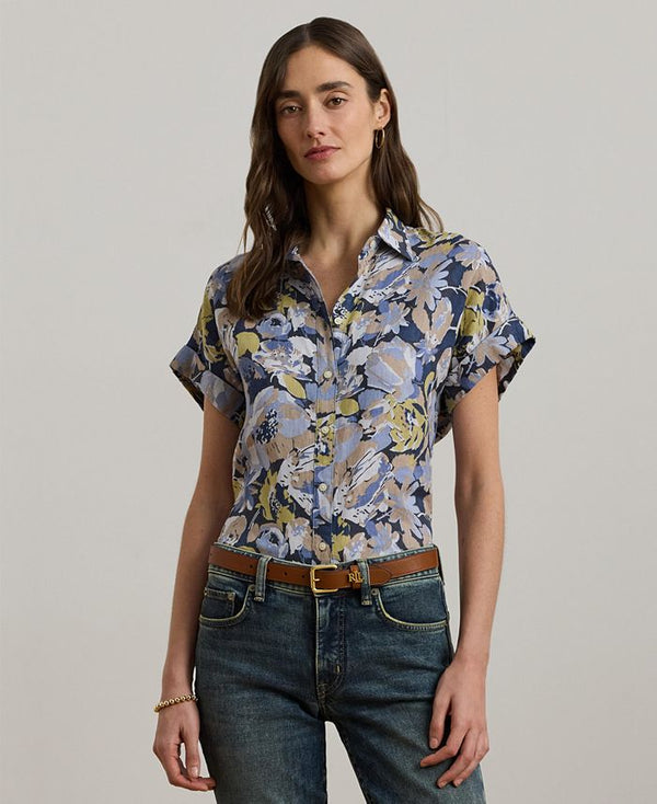 Women's Relaxed-Fit Floral Short-Sleeve Shirt, Regular & Petite
