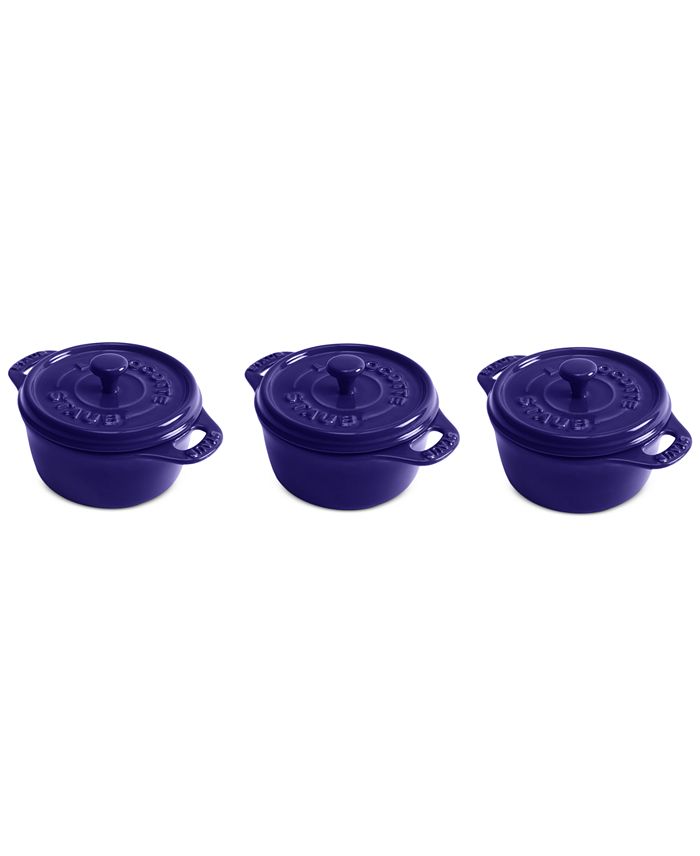 3 Piece Ceramic Mini Cocotte Set