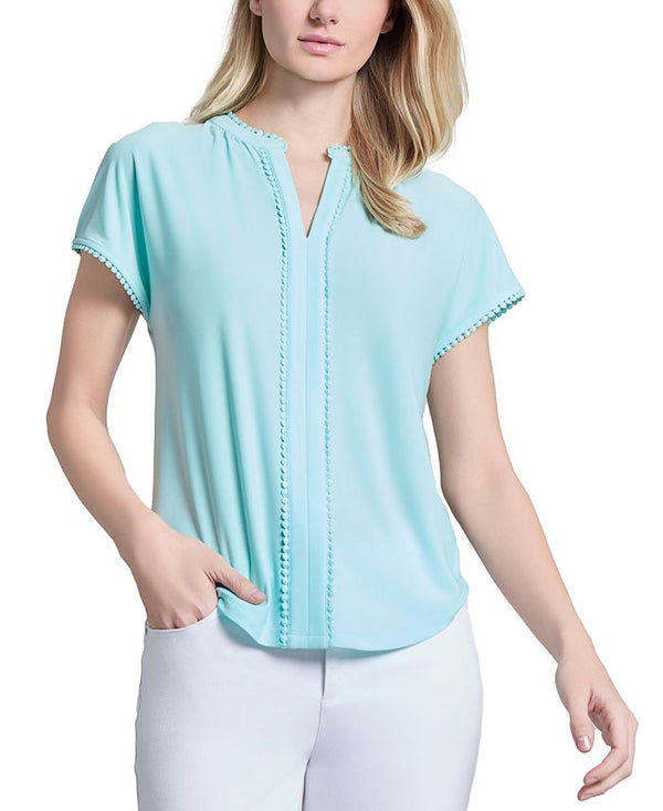 Women's Split-Neck Short-Sleeve Henley Top