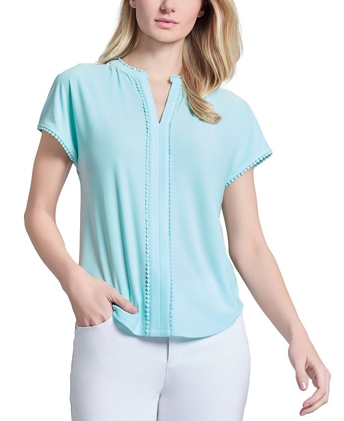 Women's Split-Neck Short-Sleeve Henley Top
