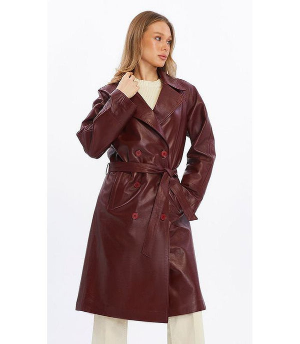 Women's Leather Trench Coat