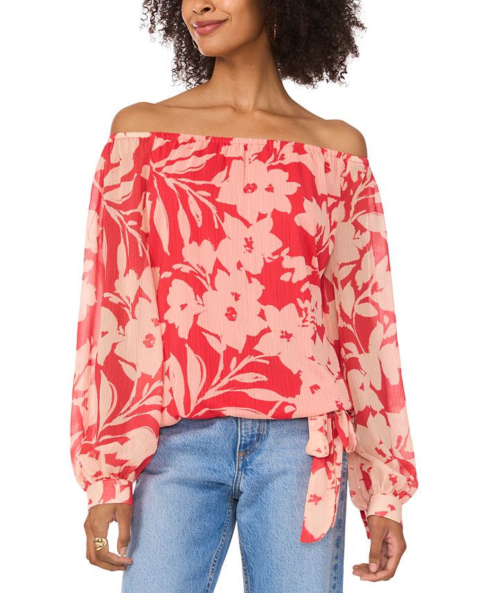 Women's Floral-Print Off-The-Shoulder Top
