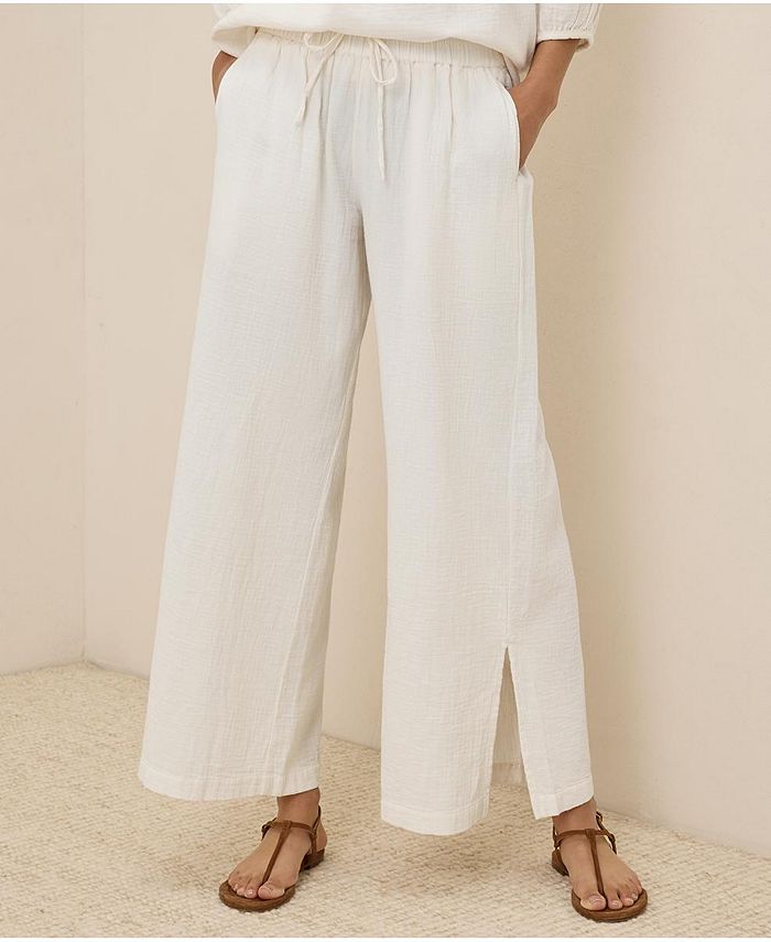 Women's Organic Cotton Coastal Double Gauze Split Hem Pant