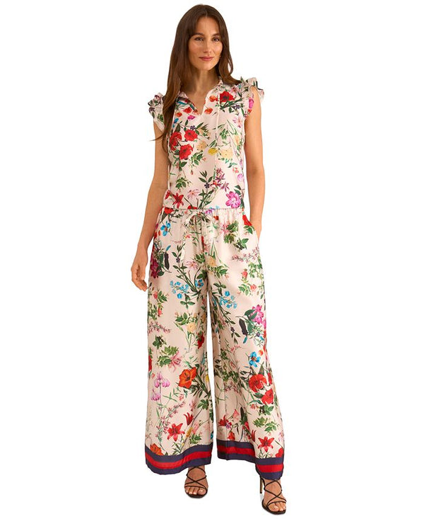 Women's Floral-Print Drawstring Wide-Leg Pants