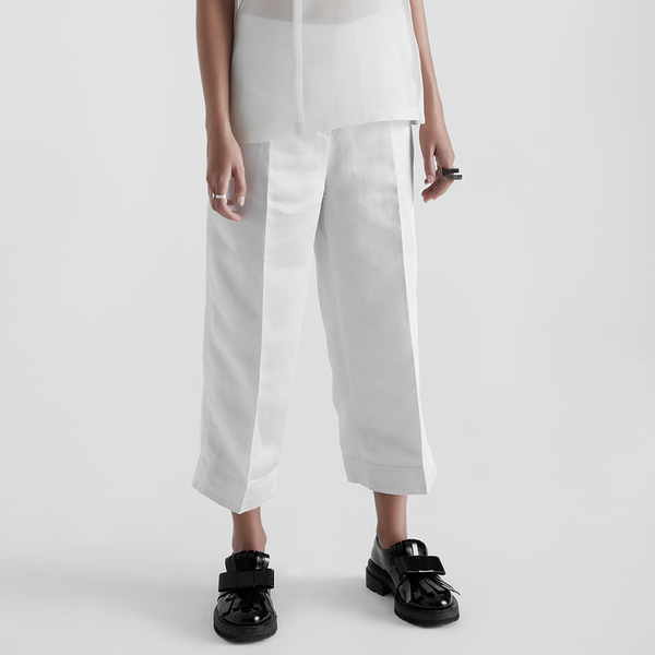 Cropped Linen Lantern Pants